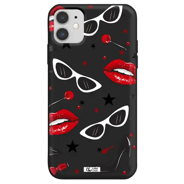 Red Lips Apple iPhone 11 Silicone black Case