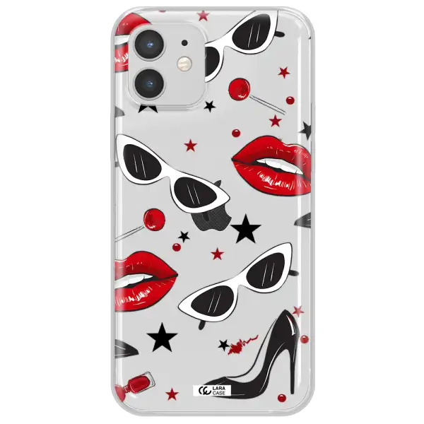 Red Lips Apple iPhone 12 Clear TPU Case