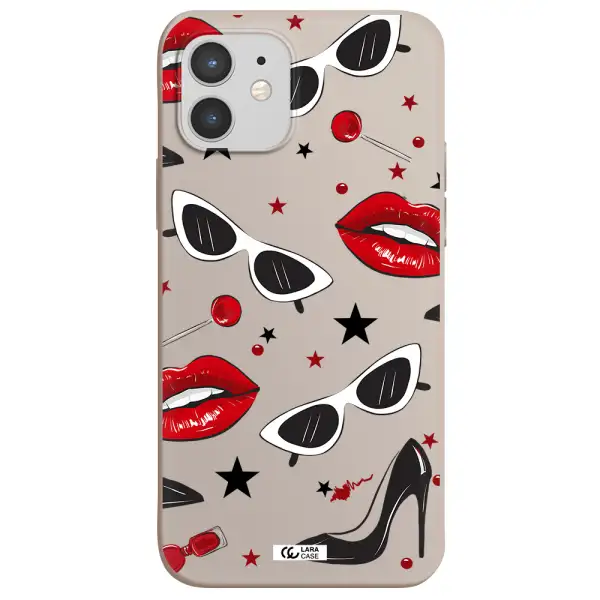 Red Lips Apple iPhone 12 mini Silicone Stone Case