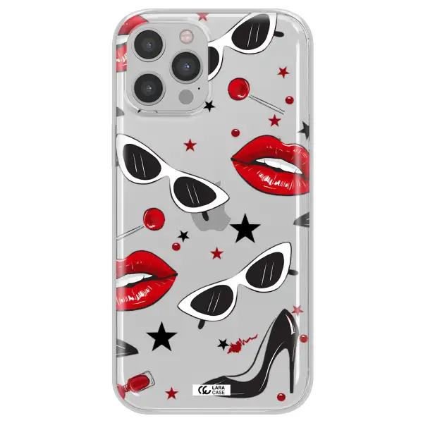 Red Lips Apple iPhone 12 pro max Clear TPU Case
