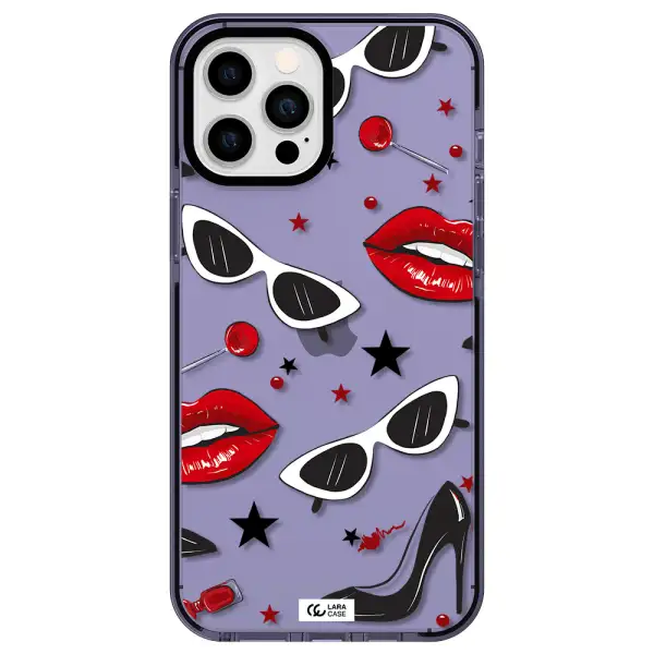 Red Lips Apple iPhone 12 pro max impact Lilac Case