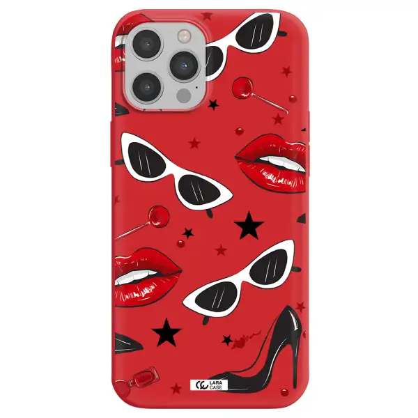 Red Lips Apple iPhone 12 pro max Silicone Imperial Red Case