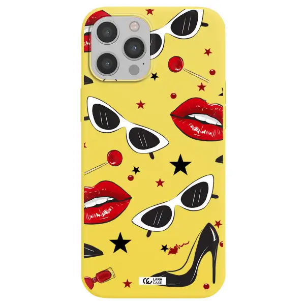 Red Lips Apple iPhone 12 pro Silicone canary yellow Case
