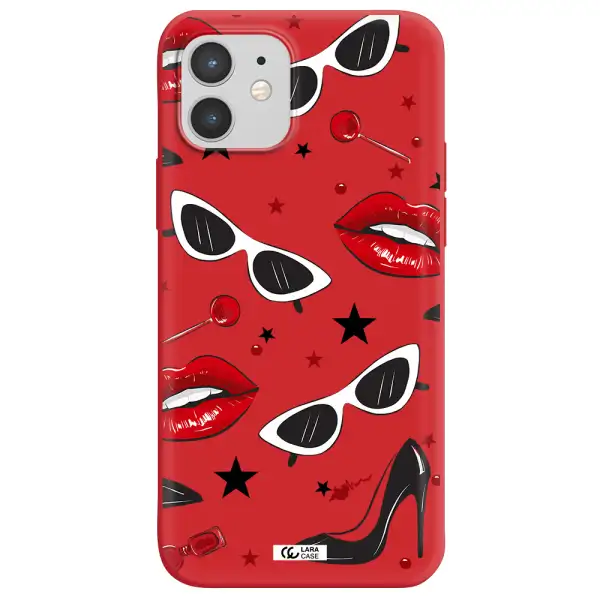 Red Lips Apple iPhone 12 Silicone Imperial Red Case
