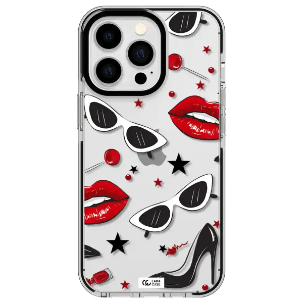Red Lips Apple iPhone 13 Pro impact black border Case