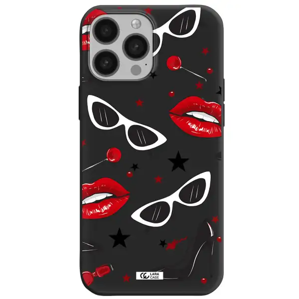 Red Lips Apple iPhone 13 Pro Max Silicone black Case