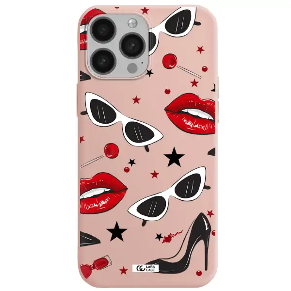 Red Lips Apple iPhone 13 Pro Silicone pastel pink Case