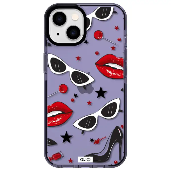 Red Lips Apple iPhone 14 impact Lilac Case