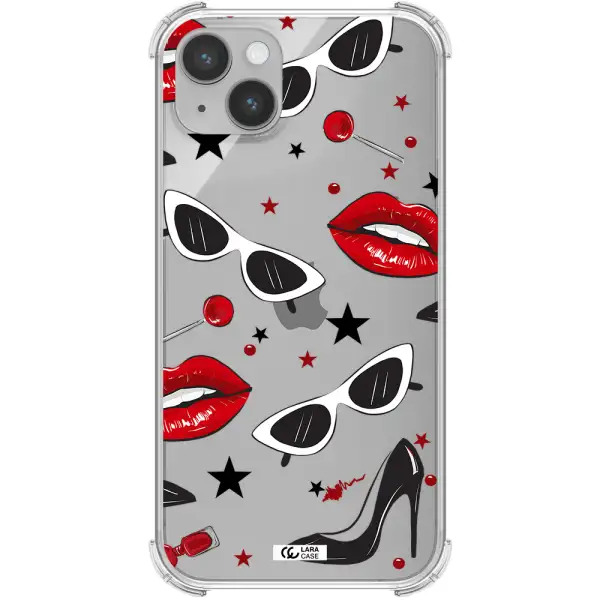 Red Lips Apple iPhone 14 plus Clear PC Case