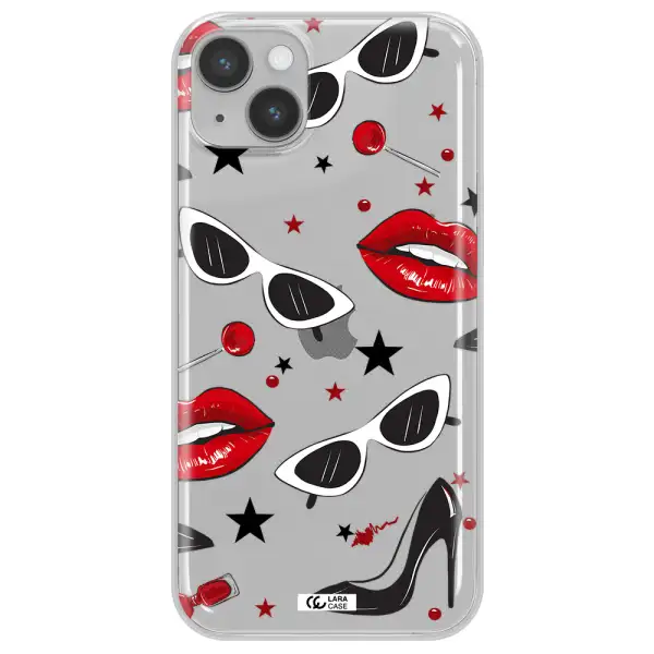 Red Lips Apple iPhone 14 plus Clear TPU Case