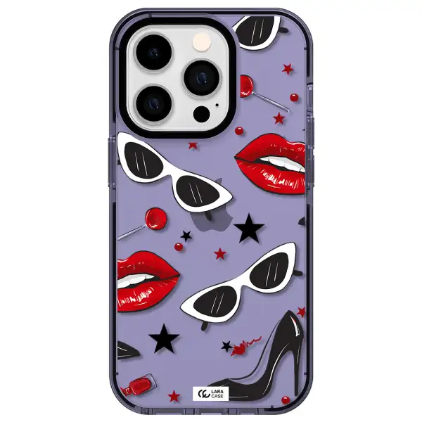 Red Lips Apple iPhone 14 pro impact Lilac Case