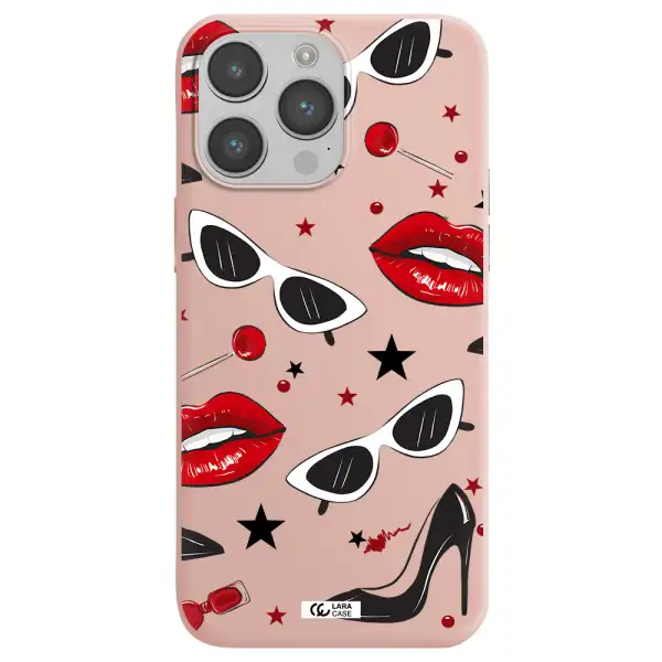 Red Lips Apple iPhone 14 pro max Silicone pastel pink Case