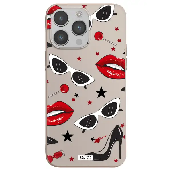 Red Lips Apple iPhone 14 pro Silicone Stone Case