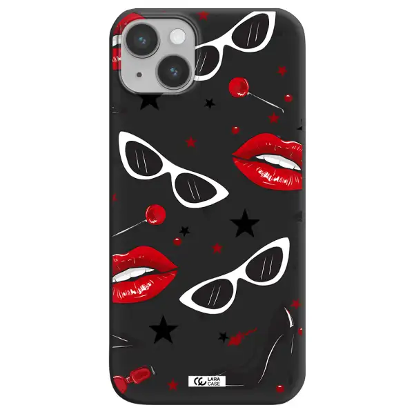 Red Lips Apple iPhone 14 Silicone black Case