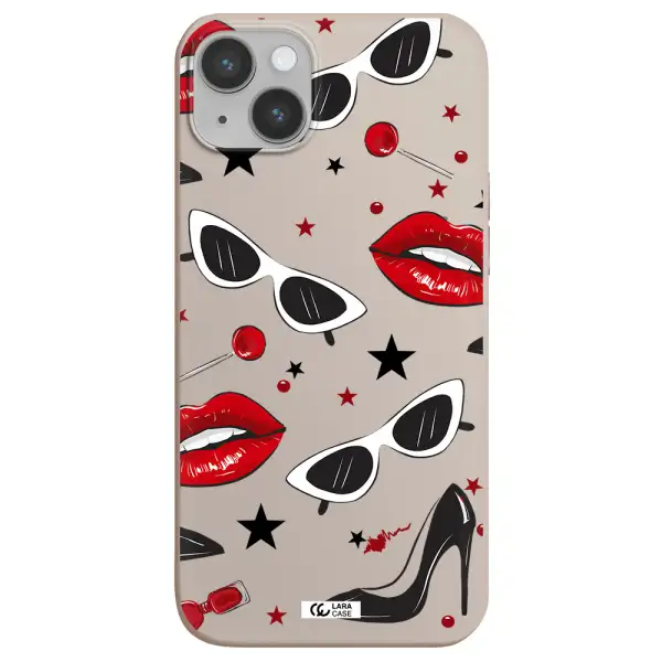 Red Lips Apple iPhone 14 Silicone Stone Case