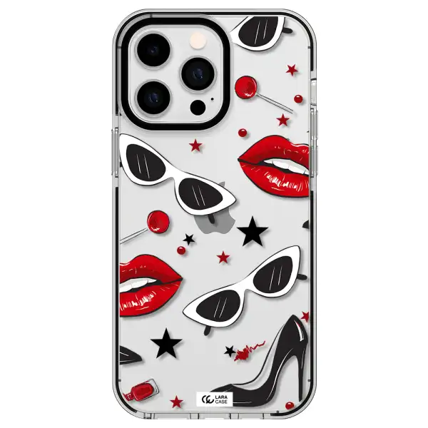 Red Lips Apple iPhone 15 Pro impact black border Case