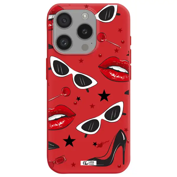 Red Lips Apple Iphone 15 Pro Silicone Imperial Red Case