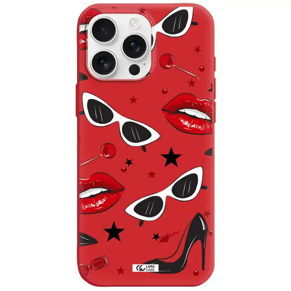 Red Lips Apple Iphone 16 Pro Max Silicone Imperial Red Case