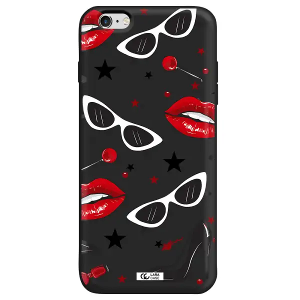 Red Lips Apple iPhone 6 plus Silicone black Case
