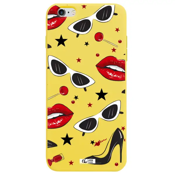 Red Lips Apple iPhone 6 plus Silicone canary yellow Case