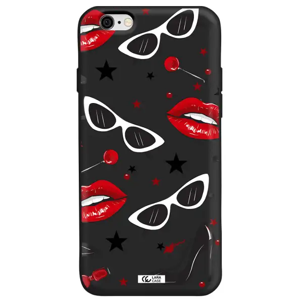 Red Lips Apple iPhone 6 Silicone black Case