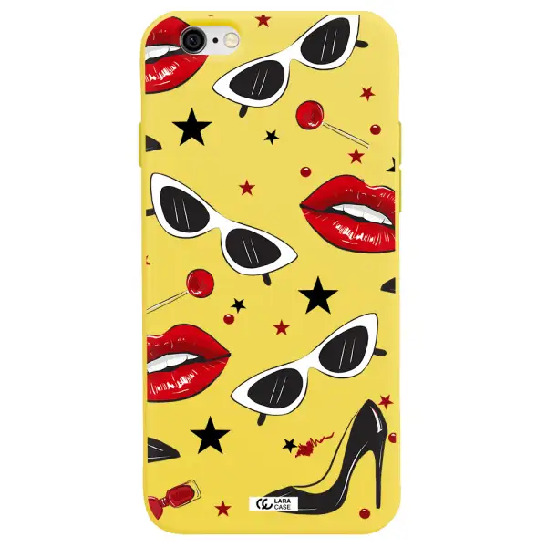 Red Lips Apple iPhone 6 Silicone canary yellow Case