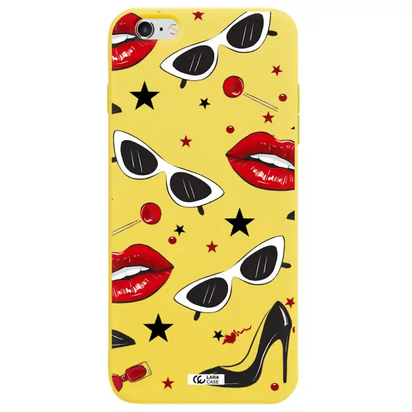 Red Lips Apple iPhone 6S Silicone canary yellow Case