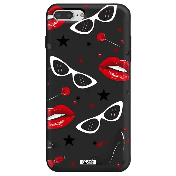 Red Lips Apple iPhone 7 plus Silicone black Case