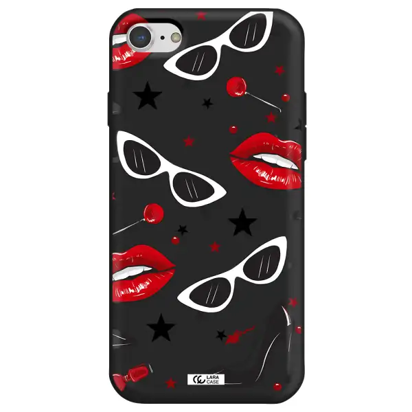 Red Lips Apple iPhone 7 Silicone black Case