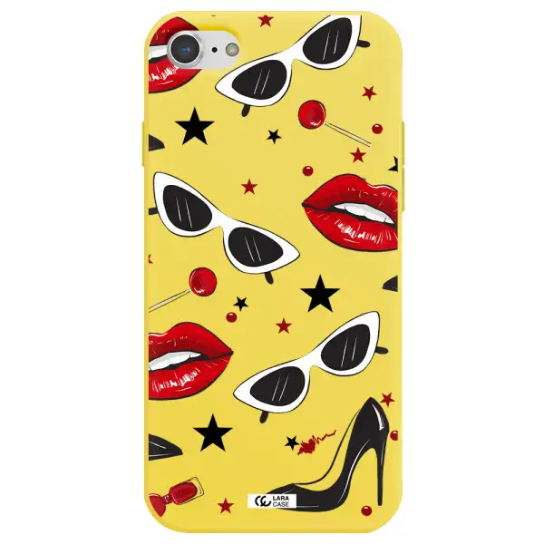 Red Lips Apple iPhone 7 Silicone canary yellow Case