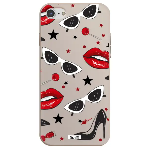 Red Lips Apple iPhone 7 Silicone Stone Case
