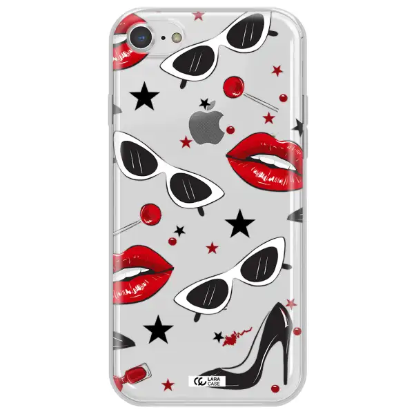 Red Lips Apple iPhone 8 Clear TPU Case