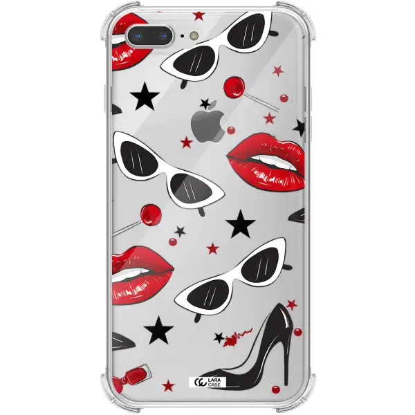 Red Lips Apple iPhone 8 plus Clear PC Case