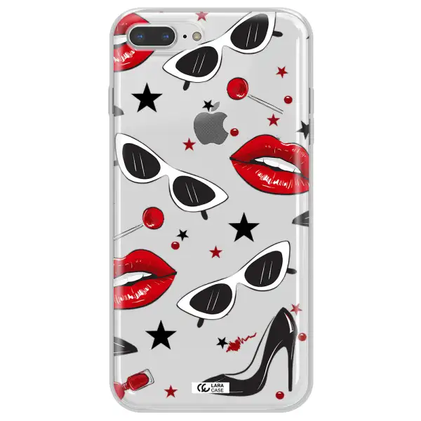 Red Lips Apple iPhone 8 plus Clear TPU Case