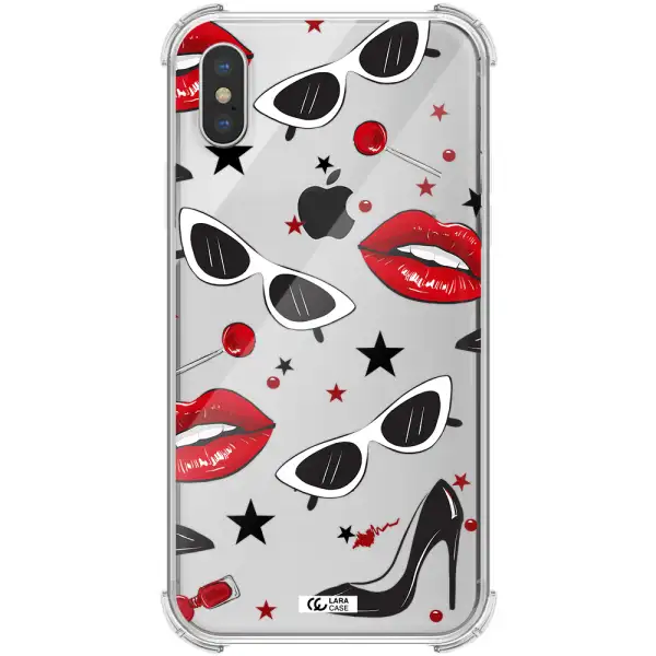 Red Lips Apple iPhone X Clear PC Case