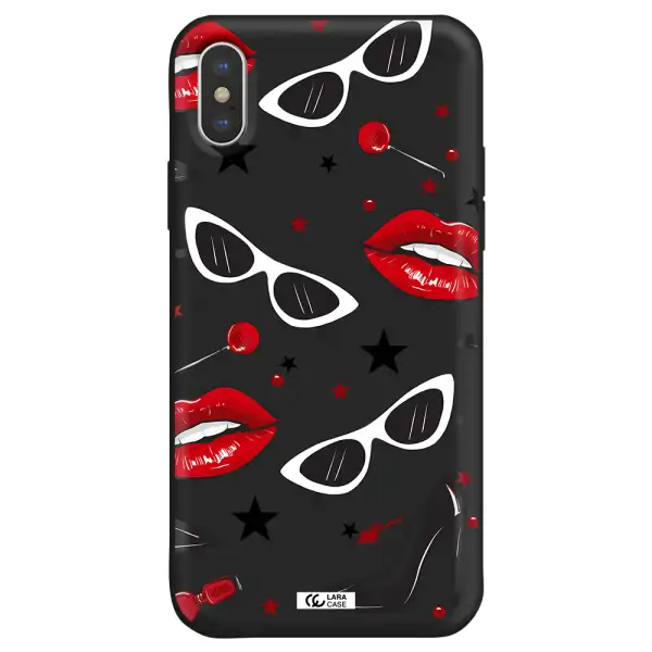 Red Lips Apple iPhone X Silicone black Case