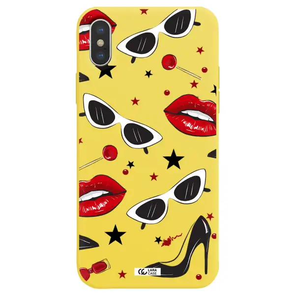 Red Lips Apple iPhone X Silicone canary yellow Case