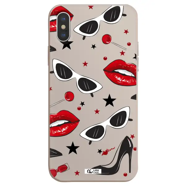 Red Lips Apple iPhone X Silicone Stone Case