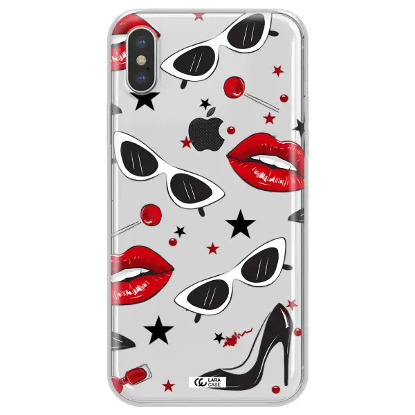 Red Lips Apple iPhone XS max Clear TPU Case