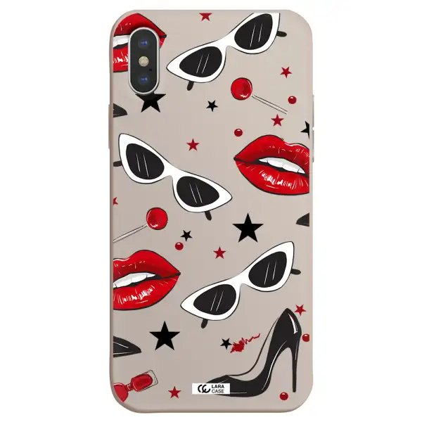 Red Lips Apple iPhone XS Silicone Stone Case