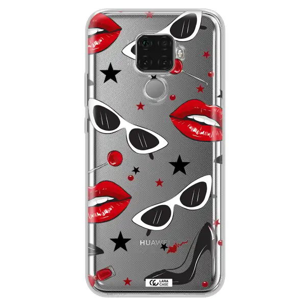 Red Lips Huawei Mate 30 Lite Clear TPU Case