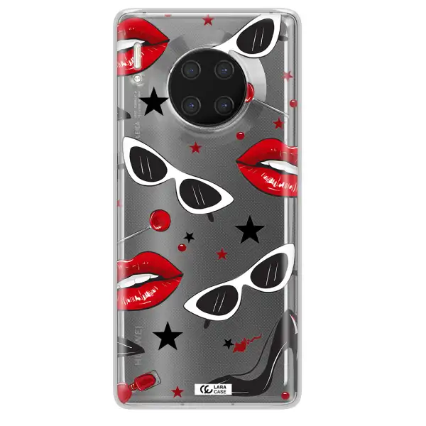 Red Lips Huawei Mate 30 Pro Clear TPU Case