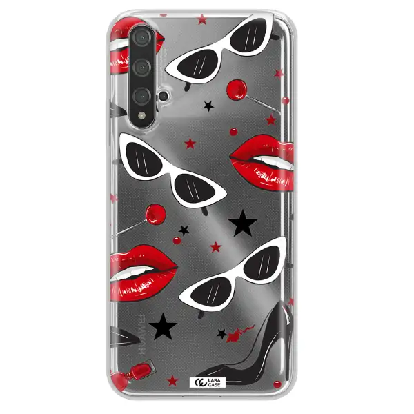 Red Lips Huawei Nova 5t Clear TPU Case