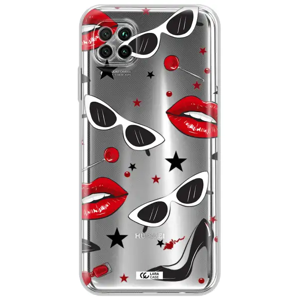 Red Lips Huawei Nova 7I Clear Tpu Case