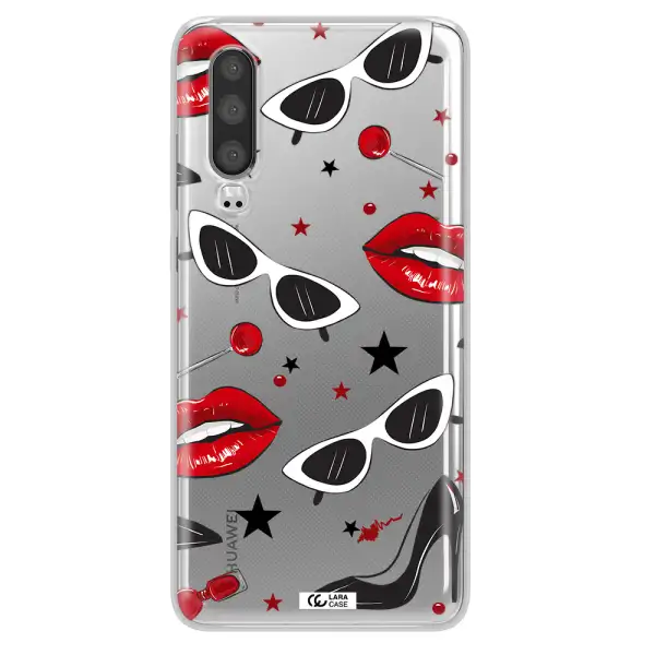 Red Lips Huawei P30 Clear TPU Case