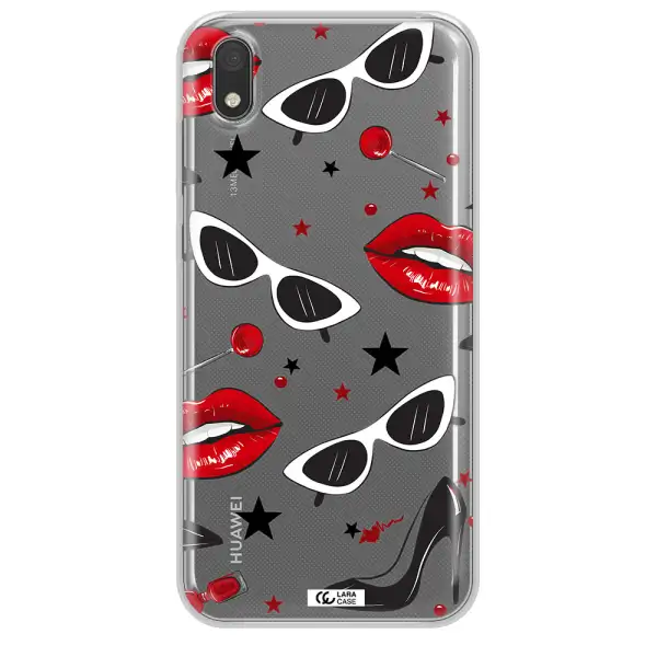 Red Lips Huawei Y5 2019 Clear TPU Case
