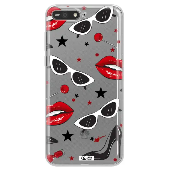 Red Lips Huawei Y6 2018 Clear TPU Case