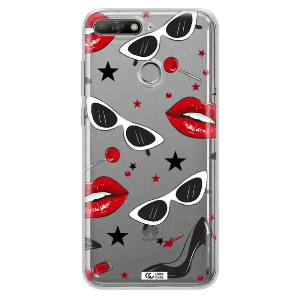Red Lips Huawei Y6 Prime 2018 Clear TPU Case