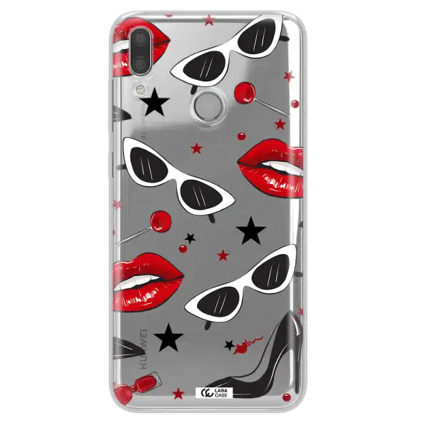 Red Lips Huawei Y7 2019 Clear TPU Case