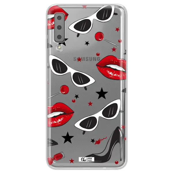 Red Lips Samsung A7 2018 Clear TPU Case